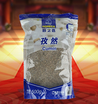 厨之选(HORECA SELECT)孜然产自四川成都500g每袋，精细加工而成，质量上乘，备受广大专业厨师和消费者欢迎和厚爱，是您厨房必备品。保留了孜然中原有的滋味、气味和全部的营养物质，风味独特，定会让您回味无穷。不使用化学剂、无化学残留、不破坏营养成分，给家人一份天然、一份健康、一份安心。