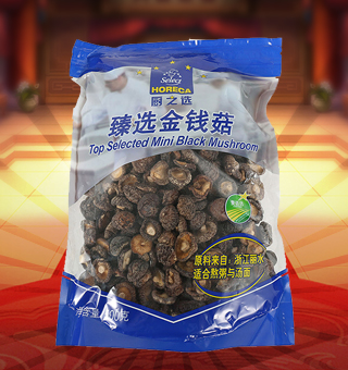 厨之选(HORECA SELECT)金钱菇产自浙江丽水500g每袋，精选优质金钱菇，经先进工艺加工而成，其味清香可口，质地细腻，是一种风味独特的食用菌。将本品用清水洗净浸泡后，可直接与肉丝爆炒、排骨煲汤，或作为佐料，荤素皆宜本产品采用的是袋装的包装方式，包装较轻，让您携带起来更加的方便自如。