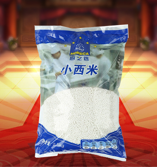 厨之选(HORECA SELECT)小西米产自广东广州2.5kg每袋，选用优质木薯为原料，天然无公害的木薯经层层筛选，经先进的工艺精制而成。小西米饱满鲜亮，色泽盈润，满足你的味蕾，严苛的每个步骤确保每颗都是优质的真材实料。小西米煮粥味香松软，甜糯密稠，黏而不腻，蕴含自然甜味。