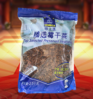 厨之选(HORECA SELECT)臻选霉干菜产自浙江绍兴2.5kg每袋，萧山霉干菜是浙江省绍兴市夹灶乡的汉族传统名菜。夹灶原属绍兴县，故历来以“绍兴霉干菜”为名。此产品由大叶芥加工而成，色泽乌黑，香气浓郁，味美质嫩，久贮不变，是一种常年食用的大众化食品州，霉干菜一般用芥菜、尚未抽苔的白菜和油菜等腌制后晒干制成。